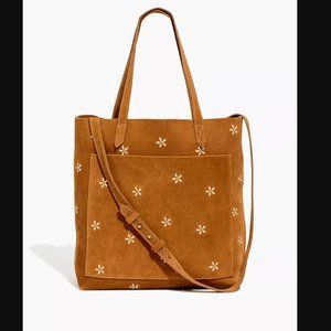 Madewell The Medium Transport Tote: Daisy Embroidered Suede Edition